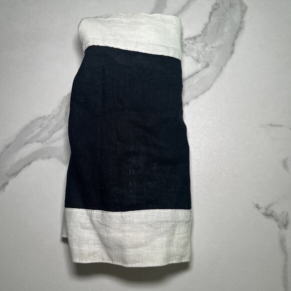 Haute Hippie Crop Top Classic Black Cream Linen Blend Color Block Sleeveless XL - Picture 8 of 8